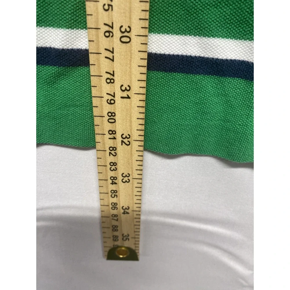 Polo Ralph Lauren Polo Shirt Mens XL Green Striped Hi Low Hem Side Slit Golf
